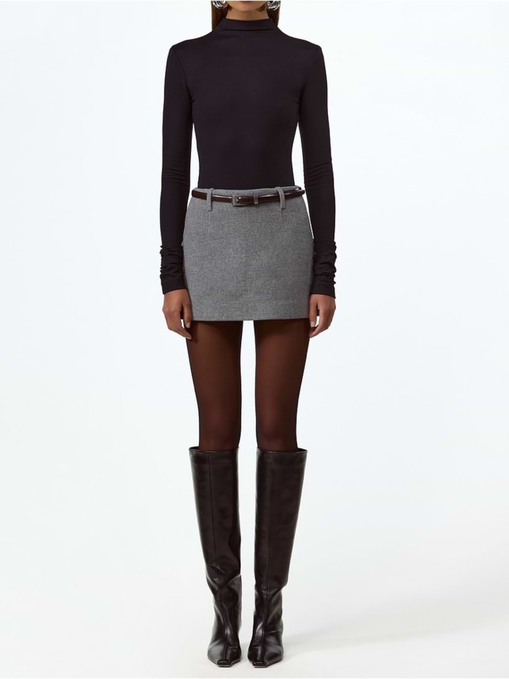 Same Wool Gray Mini Skirt in Small